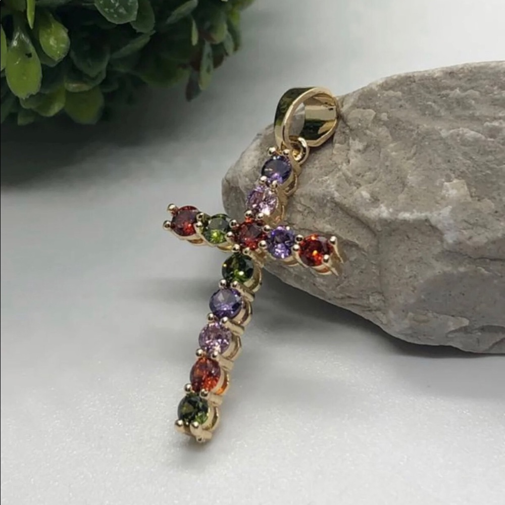 Zircon Multicolor Gold Plated Pendant